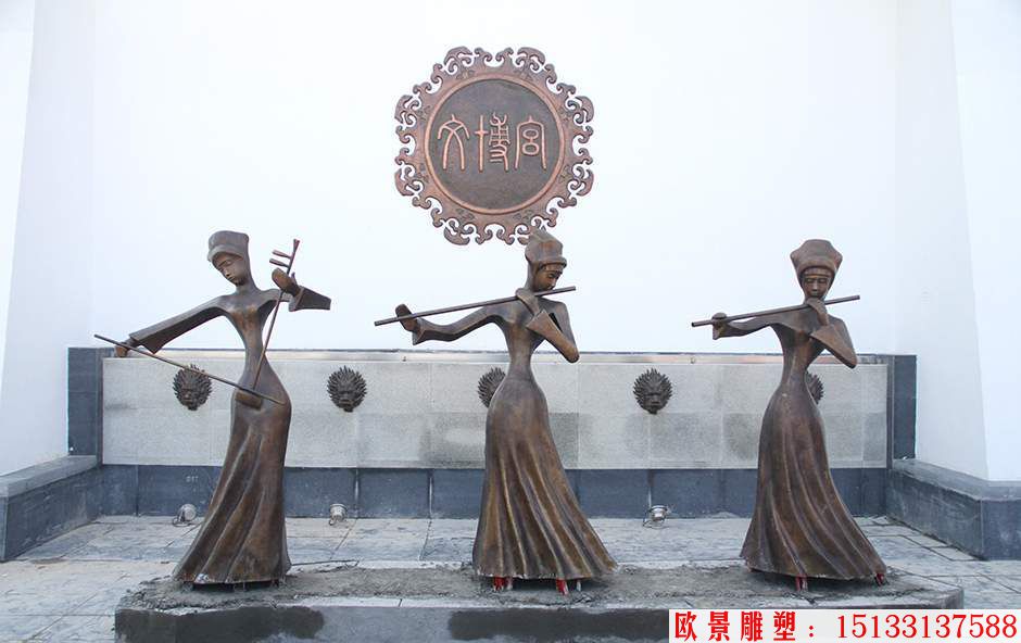古韵人物铜雕塑，广场小品铜雕