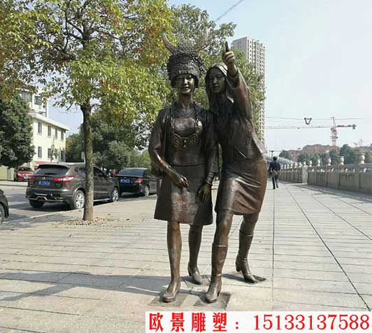 广场人物铜雕塑